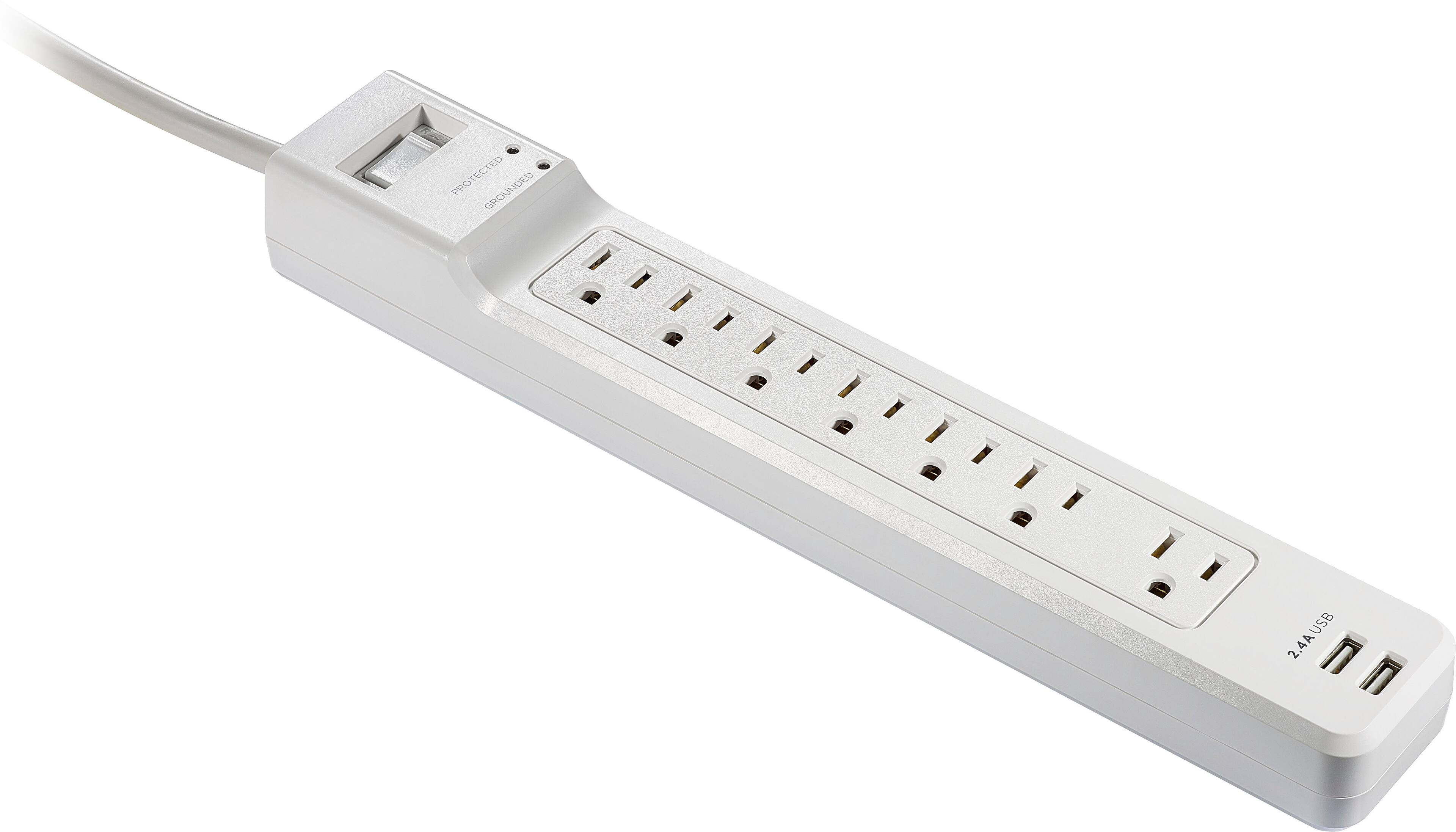 Alt View 1. Insignia™ - 7 Outlet/2 USB 1200 Joules Surge Protector - White.