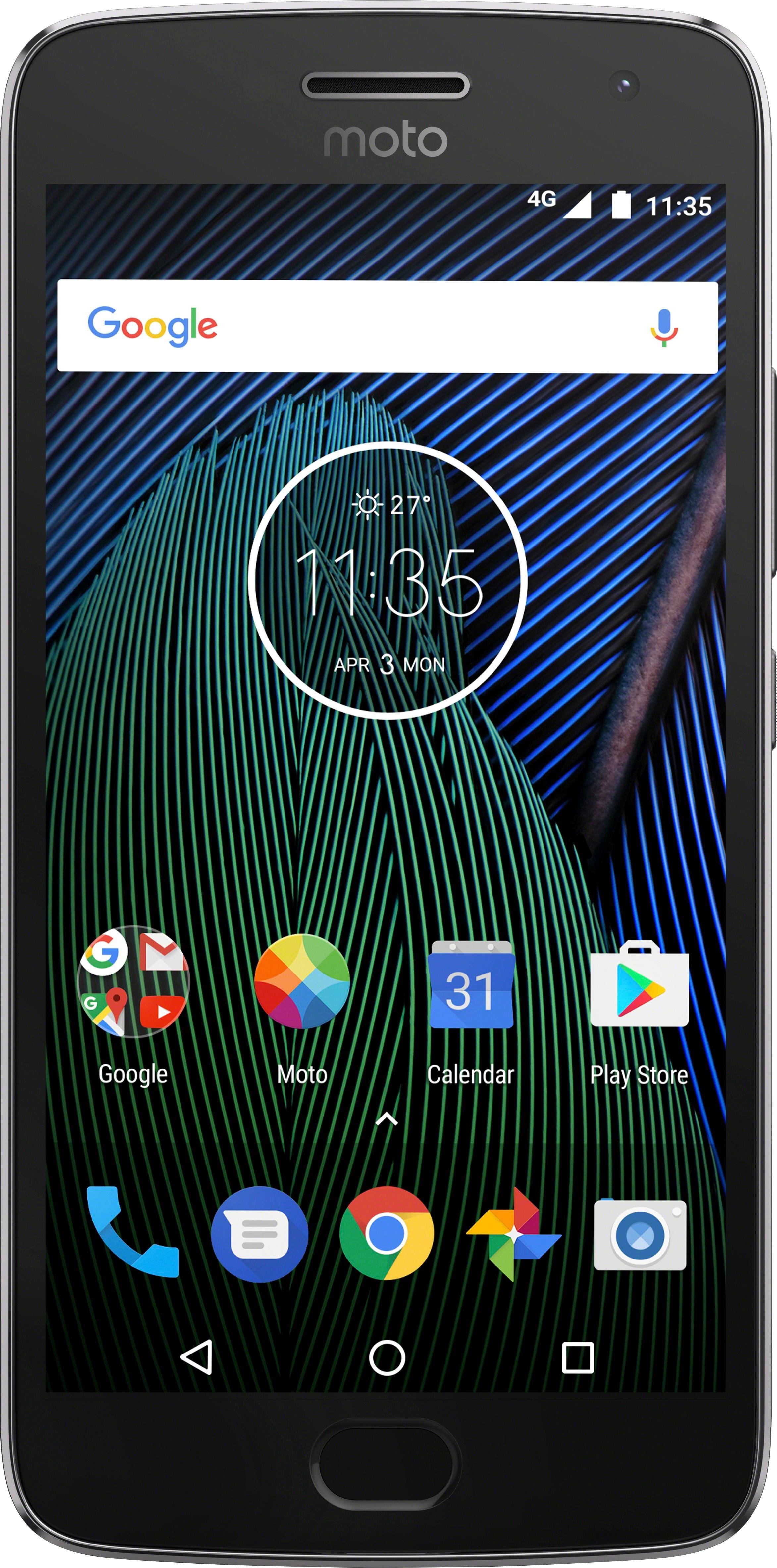 Front. Motorola - Moto G Plus (5th Gen) 4G LTE with 32GB Memory Cell Phone (Unlocked) - Lunar Gray.