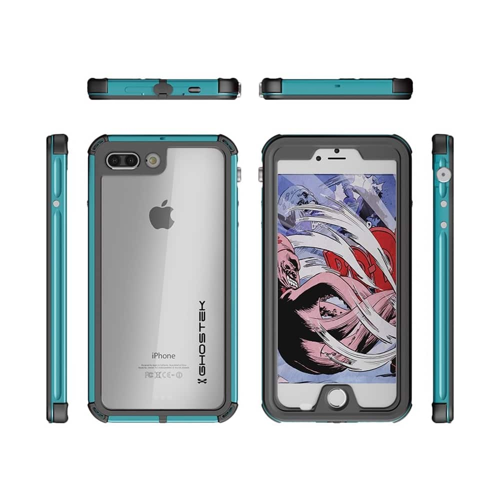 atomic protective waterproof case for apple iphone 7 plus - teal/clear