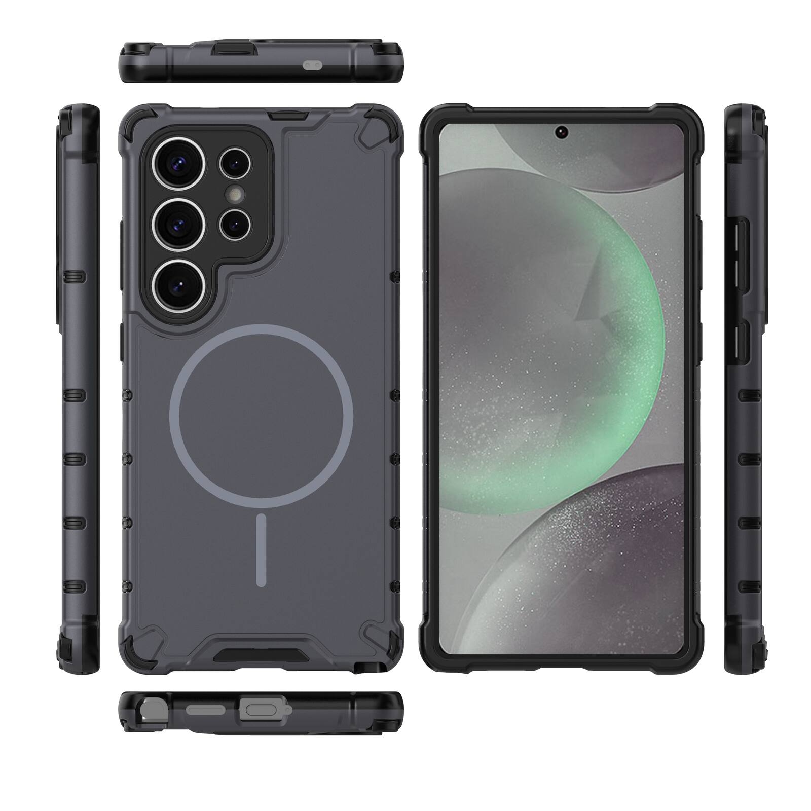 Left. UUCOVER - Magnetic Case for Samsung Galaxy S23 Ultra, Compatible with MagSafe, Shockproof Drop-proof Slim Heat Dissipation Cover - Gray.
