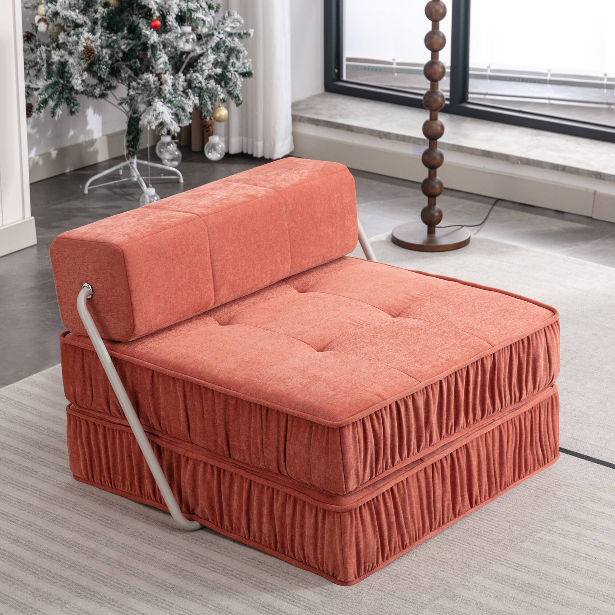 Alt View 9. GOODSILO - Convertible Folding Sofa Bed with Removable Back Cushion for Living Room Guest Room Home Office Apartment Small Space - Orange.