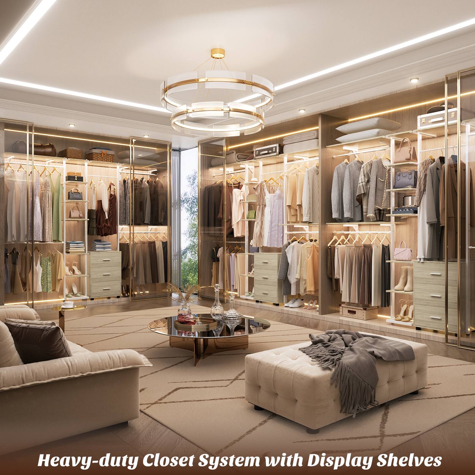Heavy-duty Closet System with Display Shelves