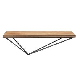 Danya B - Rustic Wall Mount Pine Wood Shelf with Diamond-Shaped Iron Bracket - Natural