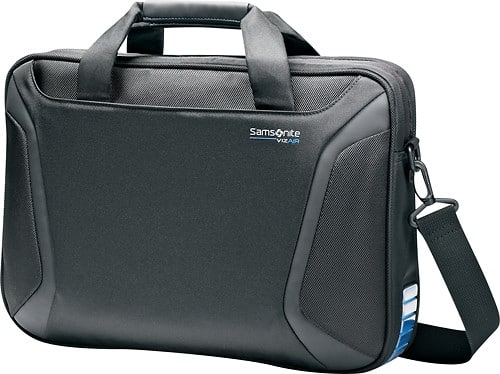 Front Standard. Samsonite - VizAir Slim Laptop Briefcase - Black/Blue.