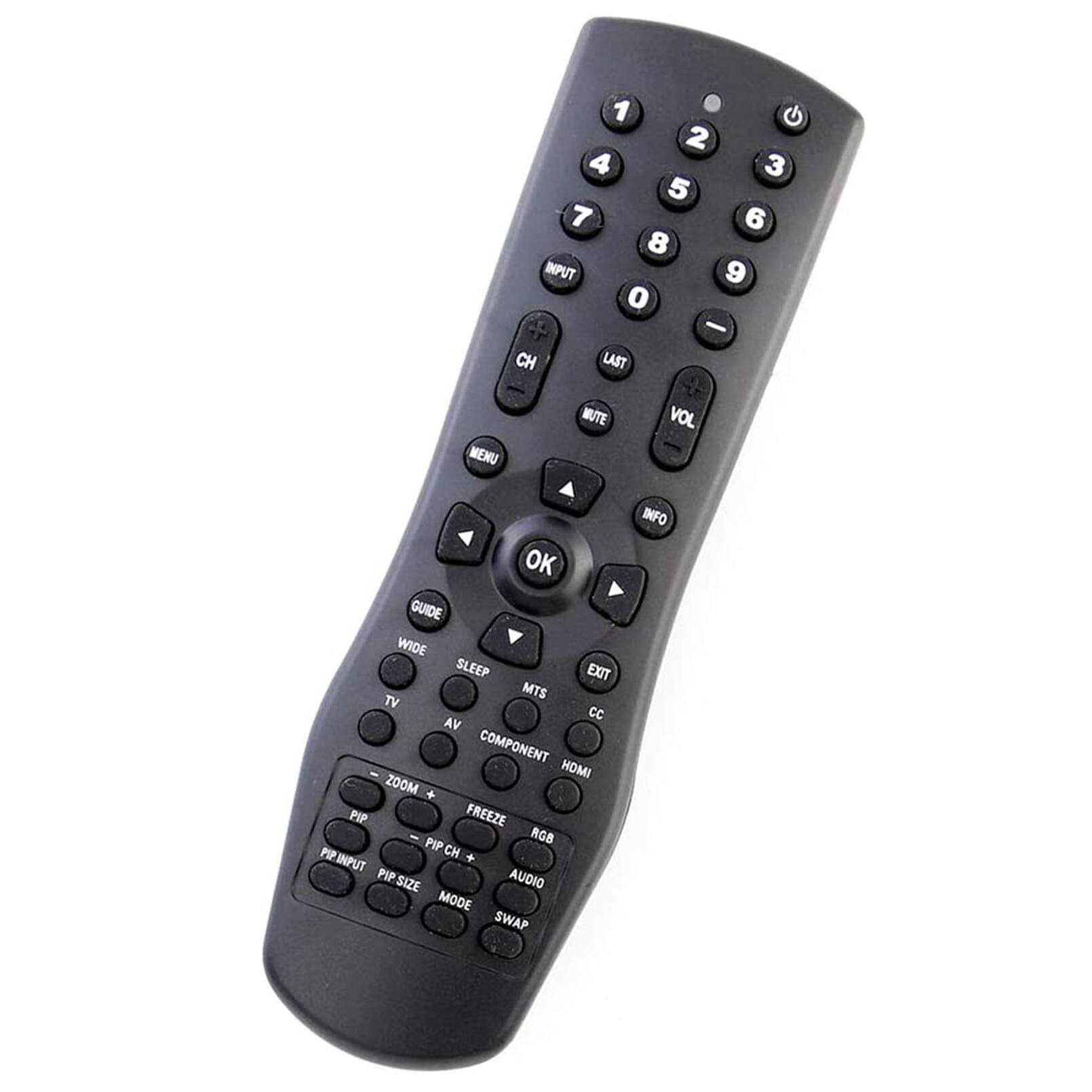 1 2 3 4 5 6 7 8 9 0 INPUT LAST MENU MUTE VOL OK GUIDE WIDE SLEEP EXIT MTS TV CC AV COMPONENT - HDMI ZOOM + PIP FREEZE - PIP RGB PIP PIPINPUT CH + PIP SIZE AUDIO MODE SWAP INFO
