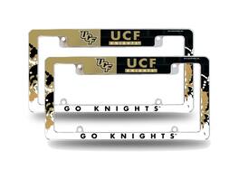 Rico Industries - Central Florida Knights (Set of 2) Chrome Metal License Plate Frames with Bold Full Frame Design - Multi