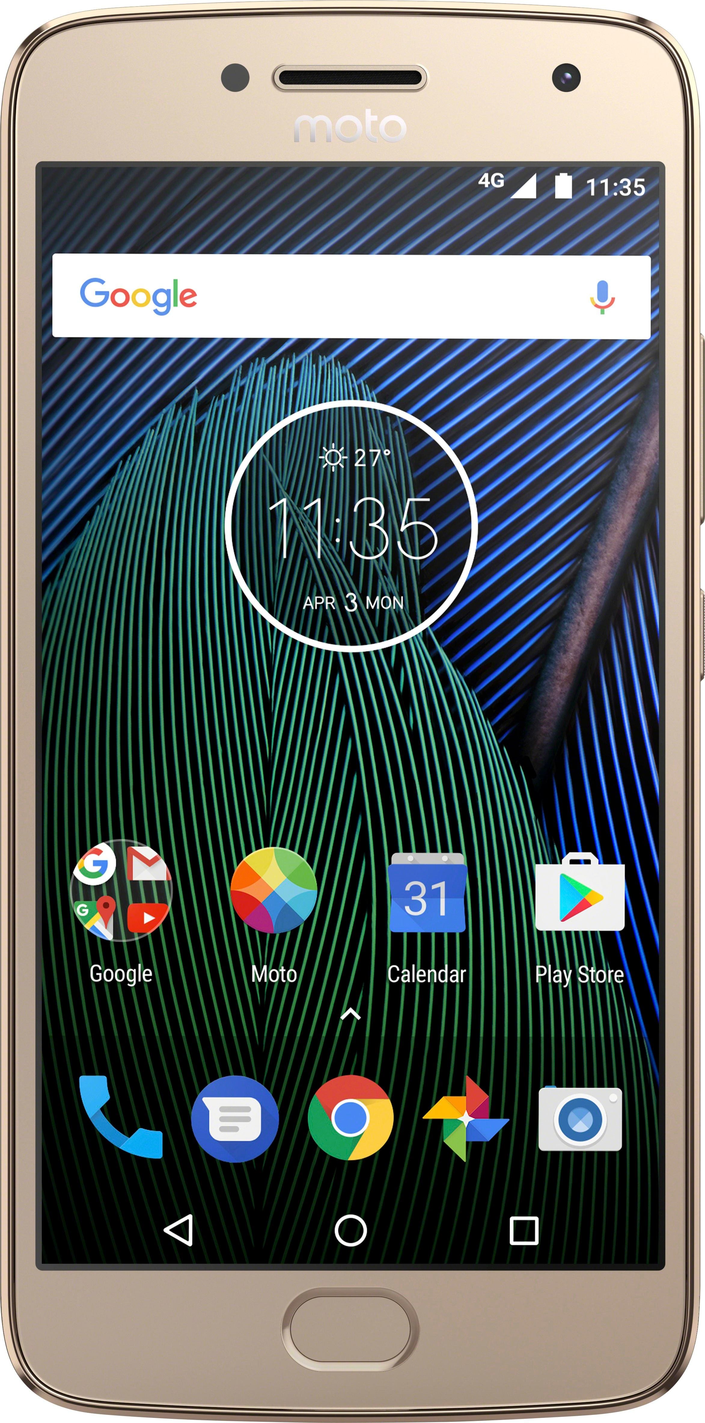 Front. Motorola - Moto G Plus (5th Gen) 4G LTE with 32GB Memory Cell Phone (Unlocked) - Fine Gold.