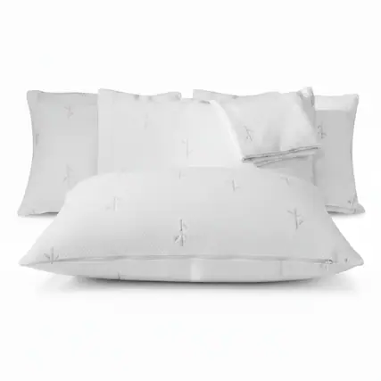 Front. FeelAtHome - Derived from Bamboo Cooling Pillow Cover Waterproof - 20 x 54 Inches (Body Pillow)-Soft Zippered Pillow Cover Pillowcase - White.