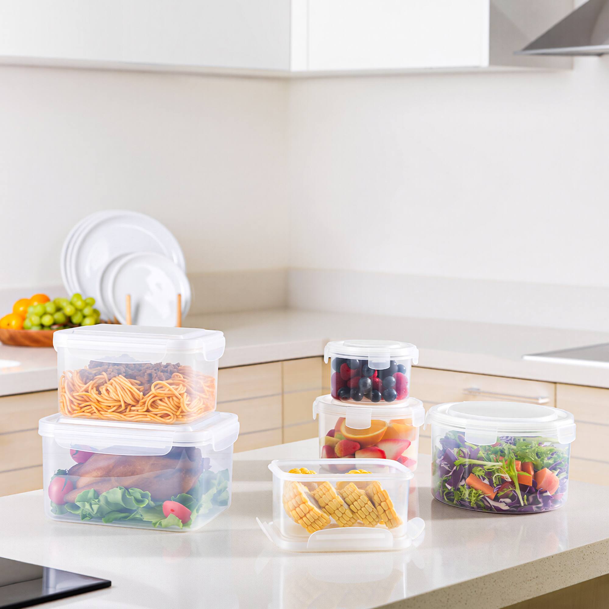 Alt View 1. Sorbus - Sorbus 6 Pack Nesting Plastic Food Storage Containers Stackable Meal Prep Bowls - Clear.