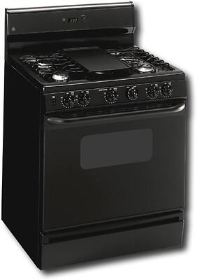 Angle Standard. GE - 30" Freestanding Gas Range - Black-on-Black.
