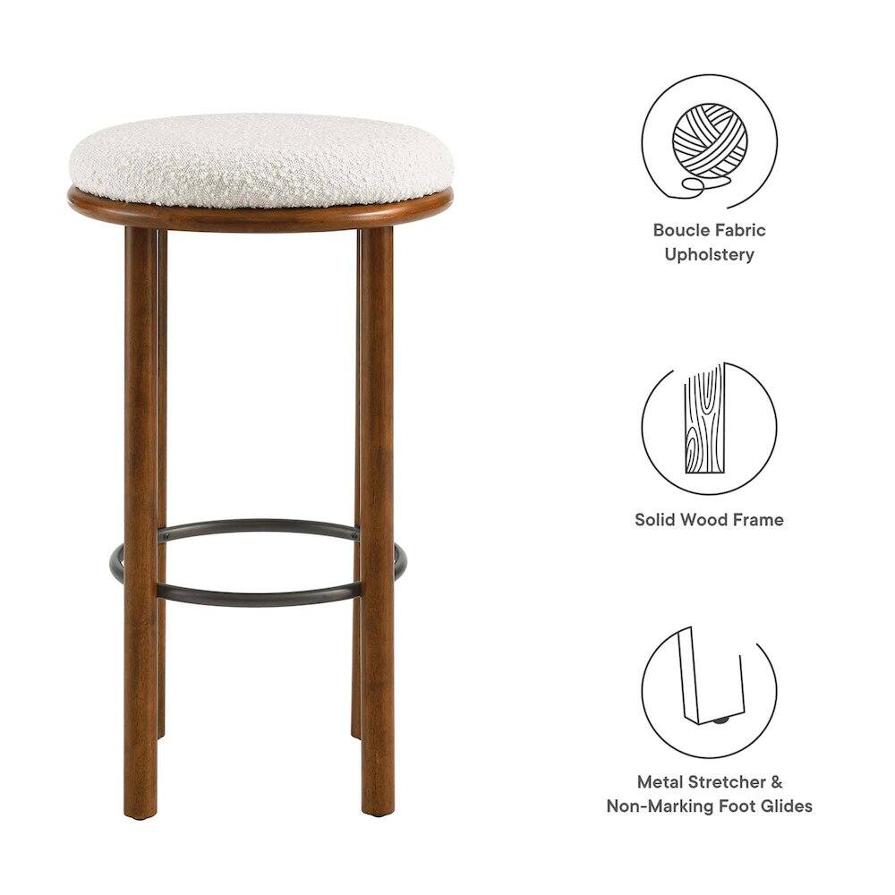 - Boucle Fabric Upholstery
- Solid Wood Frame
- Metal Stretcher & Non-Marking Foot Glides