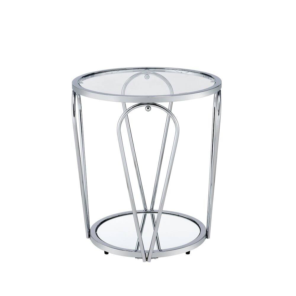 Front. Furniture of America - Miffa Contemporary Metal 1-Shelf End Table - Silver.
