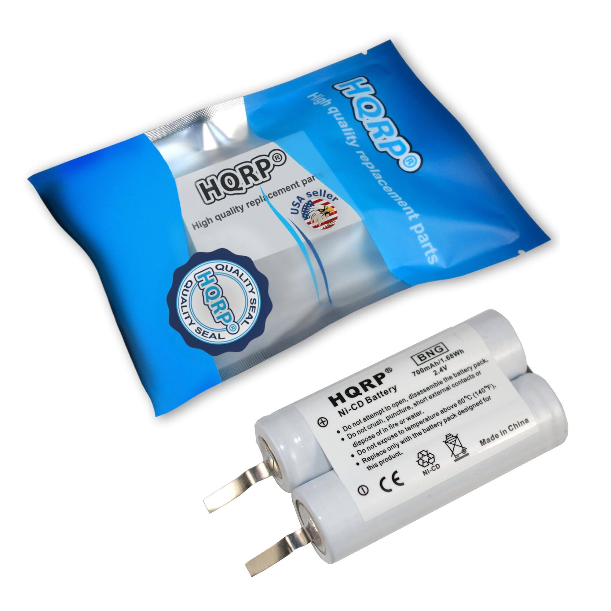 High quality replacement parts USA seller! HQRP High quality replacement parts HQRP SEAL

700mAh/1 pack. 2.4V battery

Do not crush, puncture, or expose to fire. Do not dispose of in water. Do not attempt to disassemble. Do not expose to temperatures above 60°C (140°F). Replace only with this product.

Made in China

HQRP Ni-CD Battery

- Do not attempt to open, puncture, or disassemble the battery pack.
- Do not expose to fire or high temperature above 60°C (140°F).
- Do not crush, puncture, or expose to water.
- Replace only with this product.

CE

BNG 700mAh 2.4V

Made in China