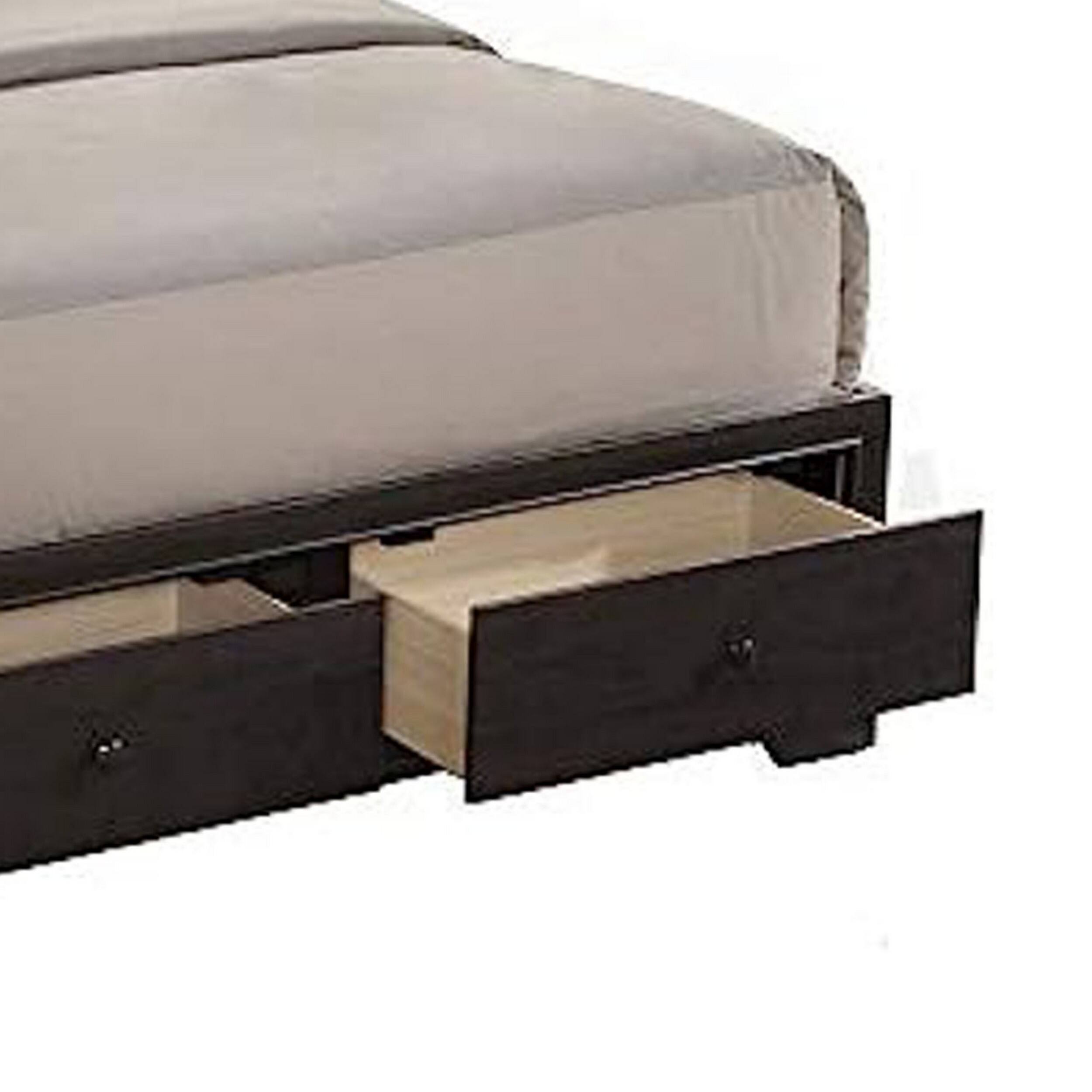 Alt View 2. Manhattan Lane - Queen Size Bed with 4 Storage Drawers, Bookcase Headboard - Brown.