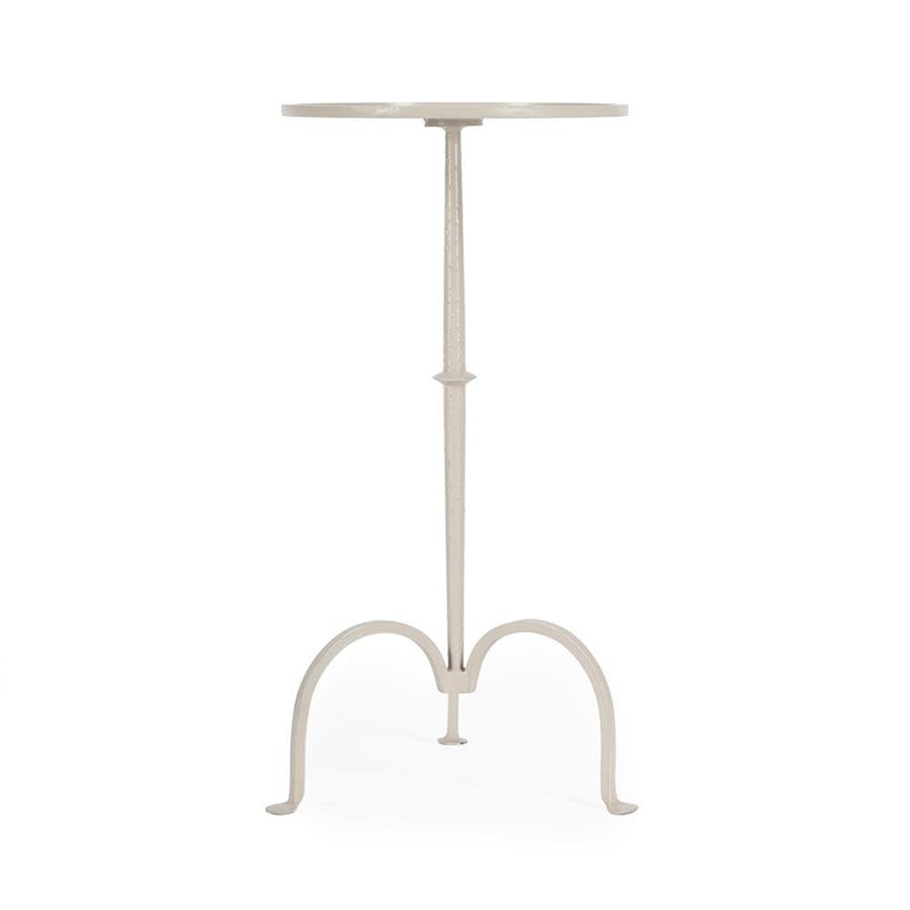 Angle. Butler Specialty - Founders Griege Iron Pedestal Side Table - Gray And White.