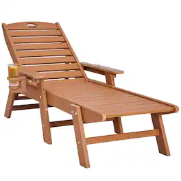 VEVOR - Chaise Lounge Chair, 400 lbs Weight Capacity, 6 Positions Adjustable Patio Lounge Chair, Outdoor HDPE Lounge Chair - Brown