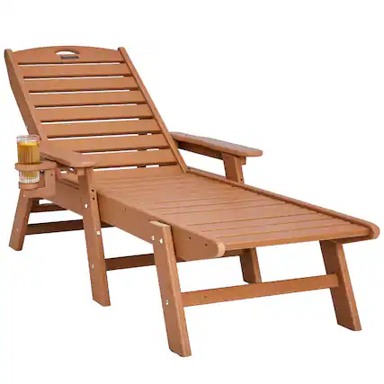 Front. VEVOR - Chaise Lounge Chair, 400 lbs Weight Capacity, 6 Positions Adjustable Patio Lounge Chair, Outdoor HDPE Lounge Chair - Brown.