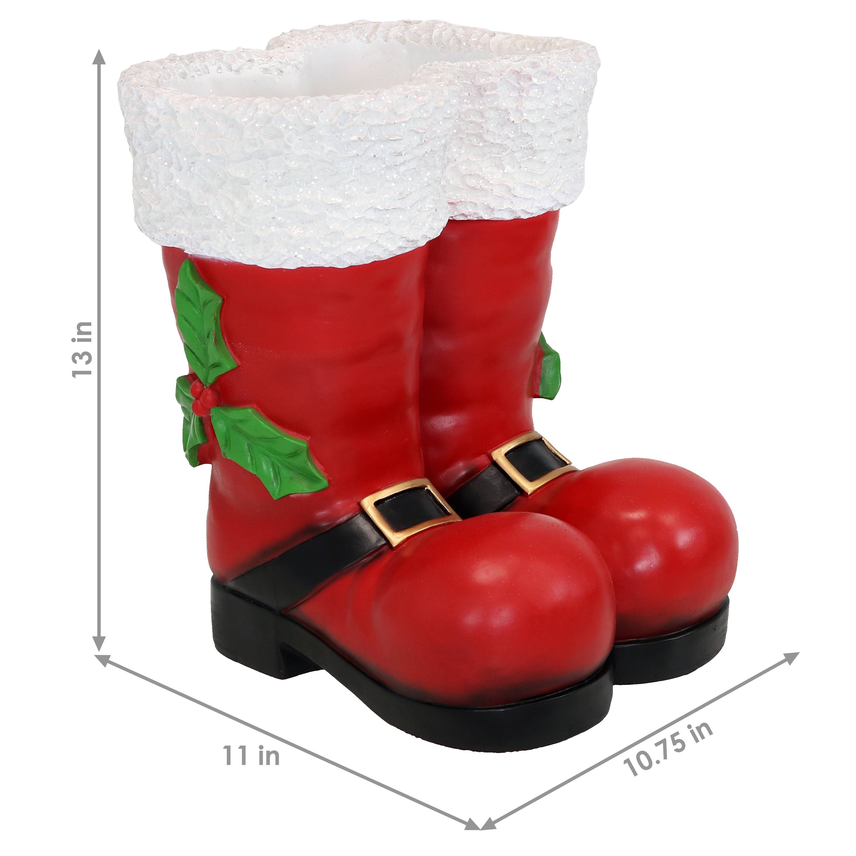 Alt View 5. Sunnydaze - Santa Boots Indoor and Outdoor Christmas Statue - 13 in - Red.