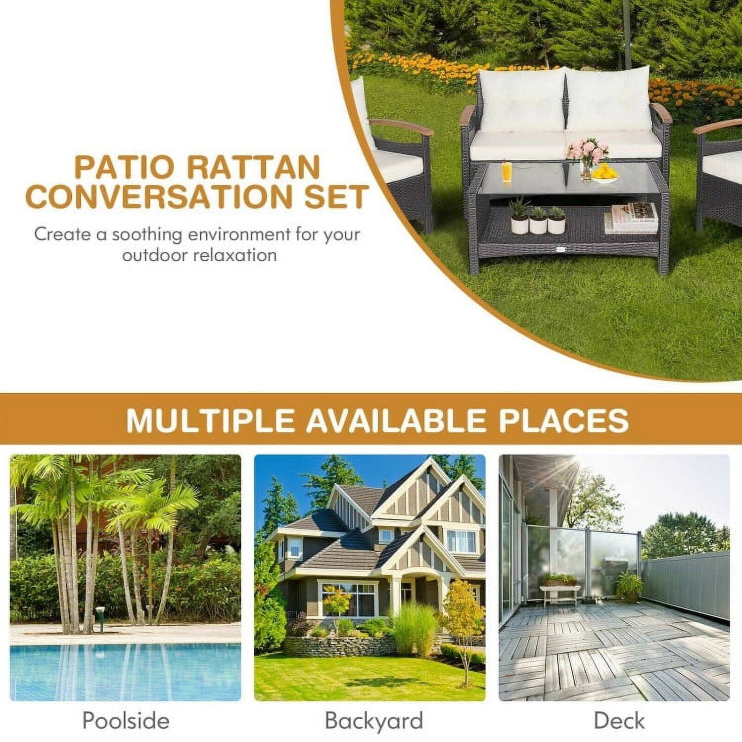 PATIO RATTAN CONVERSATION SET  
Create a soothing environment for your outdoor relaxation  

MULTIPLE AVAILABLE PLACES  
Poolside  
Backyard  
Deck