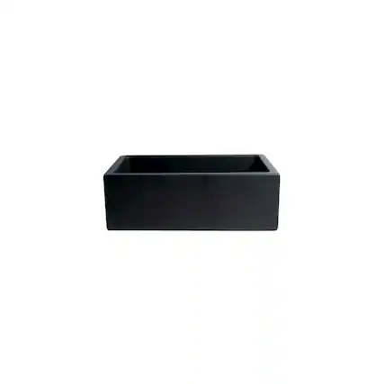 Front. Alfi - ALFI brand 30 Black Matte Reversible Smooth / Fluted Single Bowl Fireclay Farm Sink - Black.