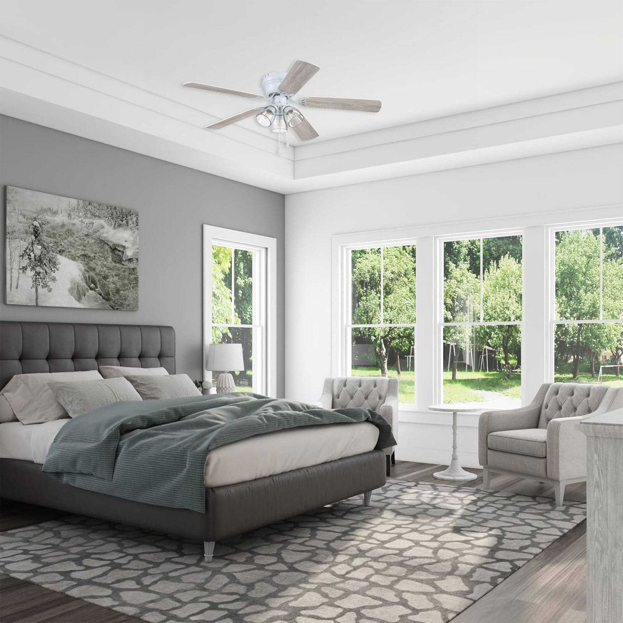 Alt View 5. Portage Bay - Portage Bay Renton Indoor Ceiling Fan with Quiet, Reversible Motor, 52", White - White.