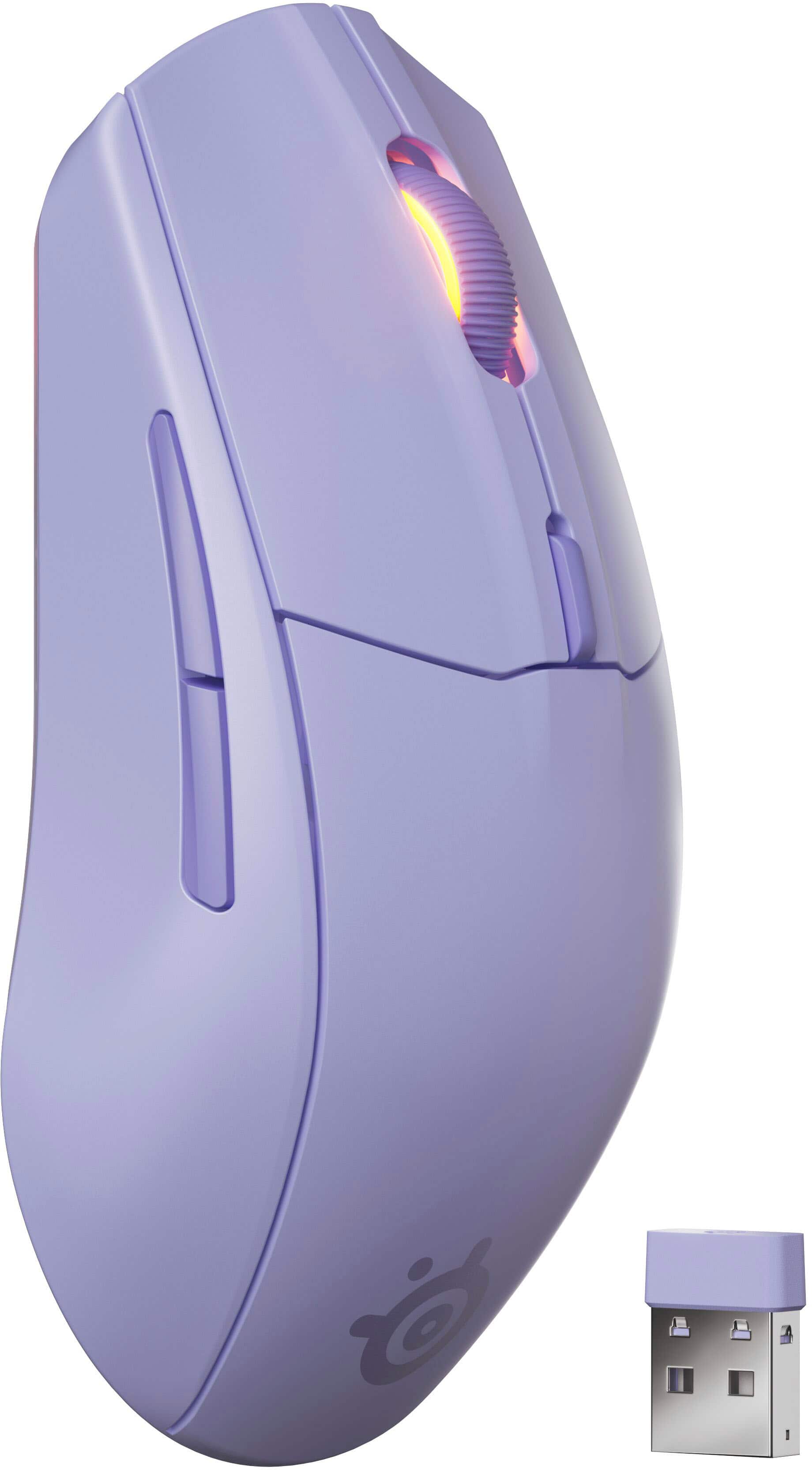 Left. SteelSeries - Rival 3 Gen 2 Wireless Optical Gaming Mouse with Ultra-fast clicks - Lavender.