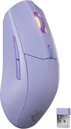 Left. SteelSeries - Rival 3 Gen 2 Wireless Optical Gaming Mouse with Ultra-fast clicks - Lavender.
