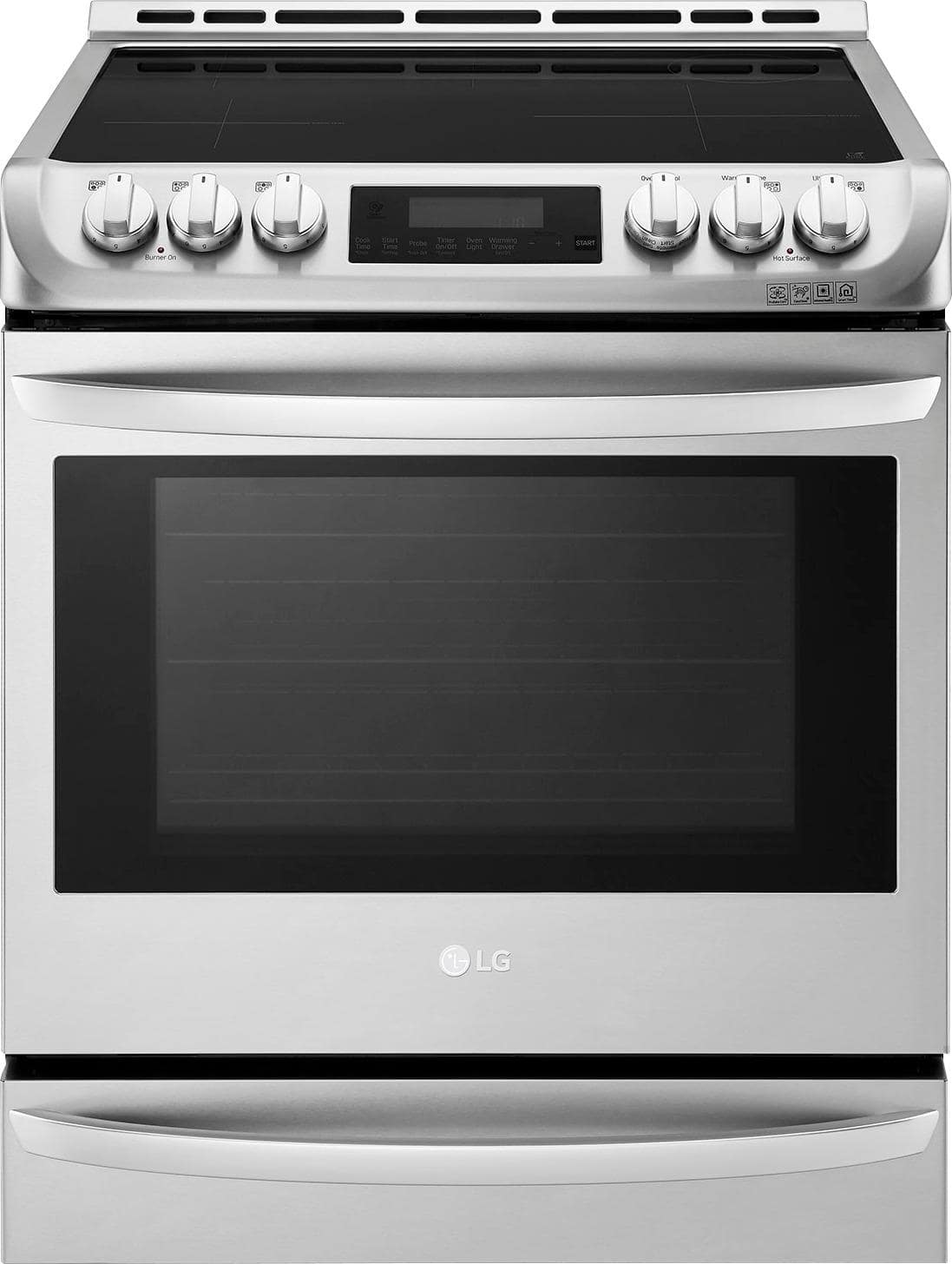 Front. LG - 6.3 Cu. Ft. Slide-In Electric Induction True Convection Range with EasyClean Range with ThinQ Technology - Stainless Steel.