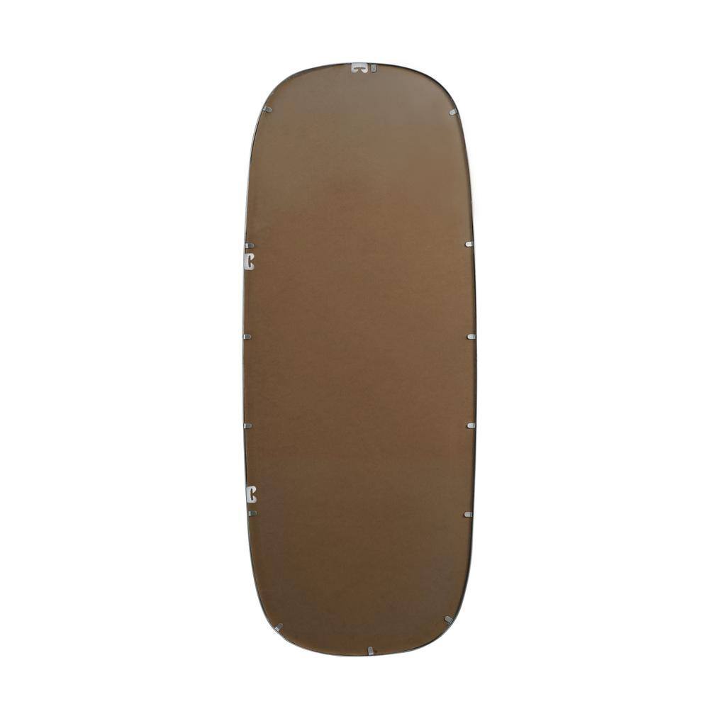 Angle. Elegant Decor - Metal Frame Oval Mirror 24x60 Inch in Silver - Silver.