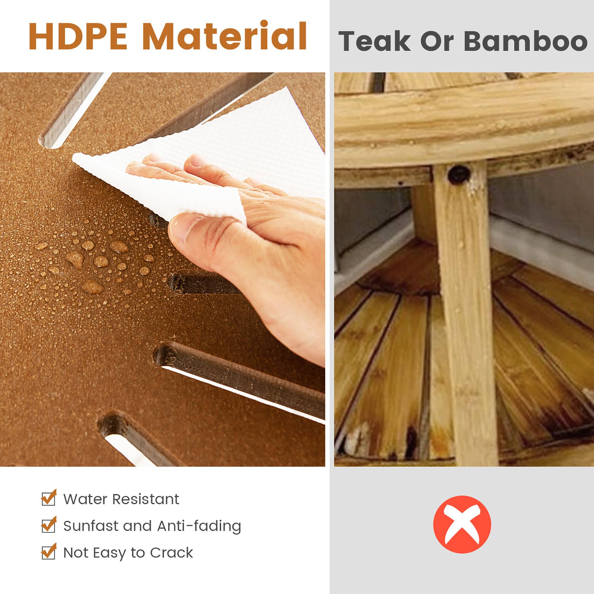 HDPE Material Teak Or Bamboo Water Resistant Sunfast and Anti-fading Not Easy to Crack