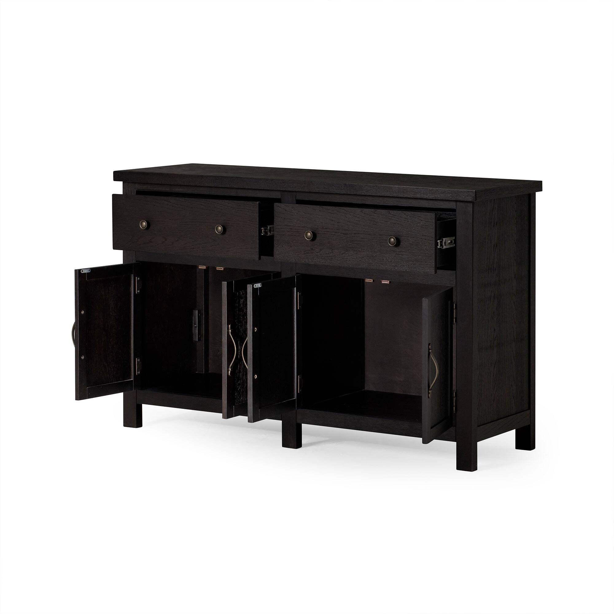 Alt View 2. Maven Lane - Maven Lane Felix Rustic Wooden Sideboard in Weathered Black Finish - Weathered Black.