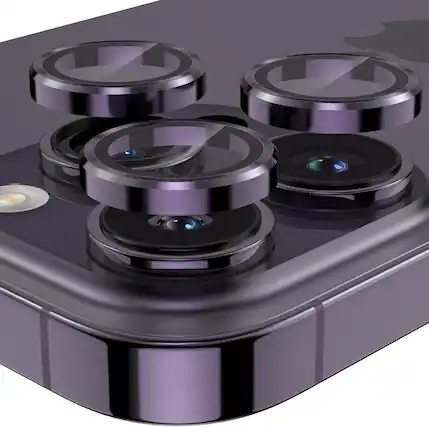 Front. Entronix - Entronix Premium Camera Lens Protector for iPhone 14 Pro and Pro Max - Stylish Metal Design - Purple.