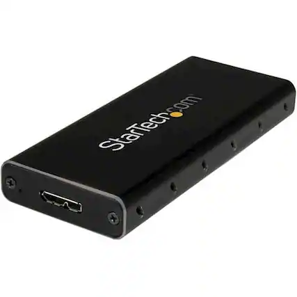 Front. StarTech.com - USB 3.1 Drive Enclosure for M.2 NGFF Solid State Drives - Black/Silver.