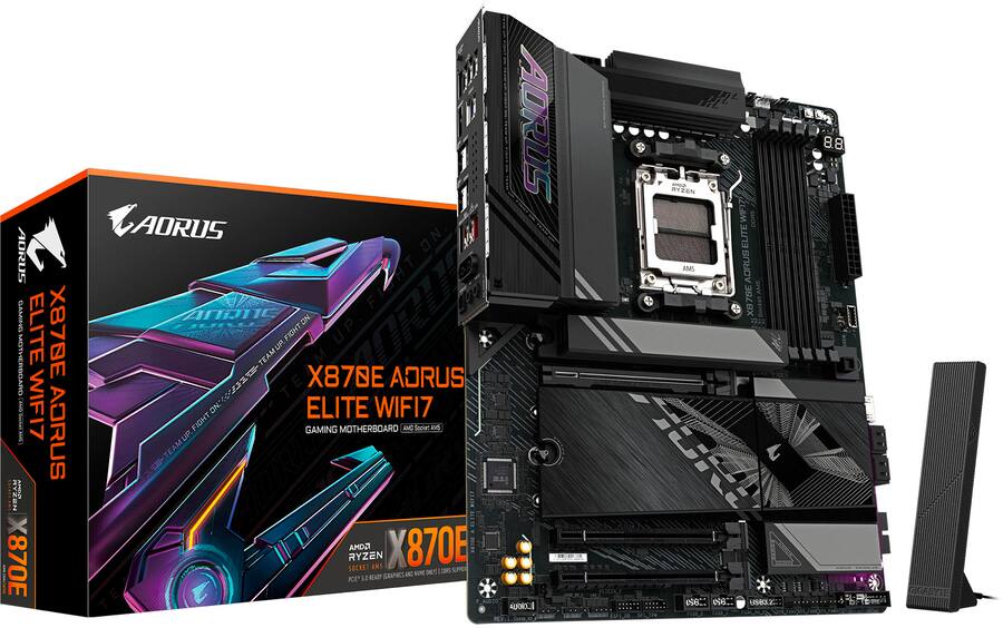 GIGABYTE X870E AORUS ELITE WIFI7 (Socket AM5)AMD X870E ATX DDR5 Wi Fi 7 ...