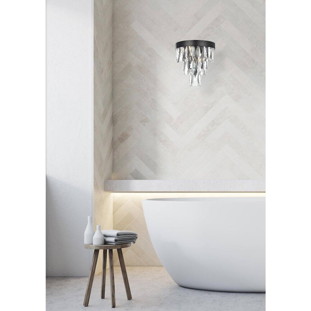 Alt View 3. Elegant Lighting - Josephine 10 Inch Wall Sconce In Black - Black And Clear.