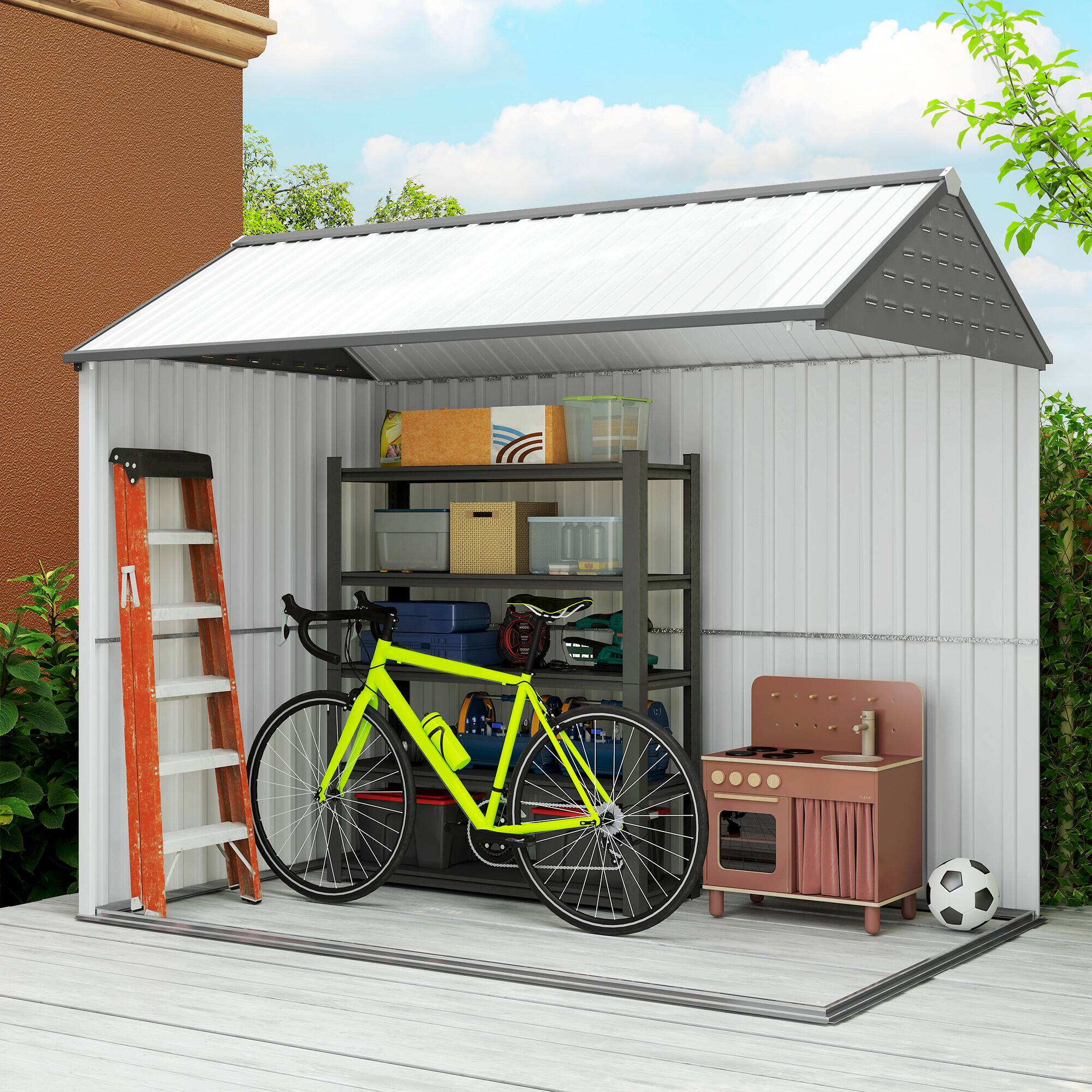 Alt View 8. Outsunny - x 6' Metal Garden Storage Shed, Extra Large Outdoor Tool Storage House w/ Doors.