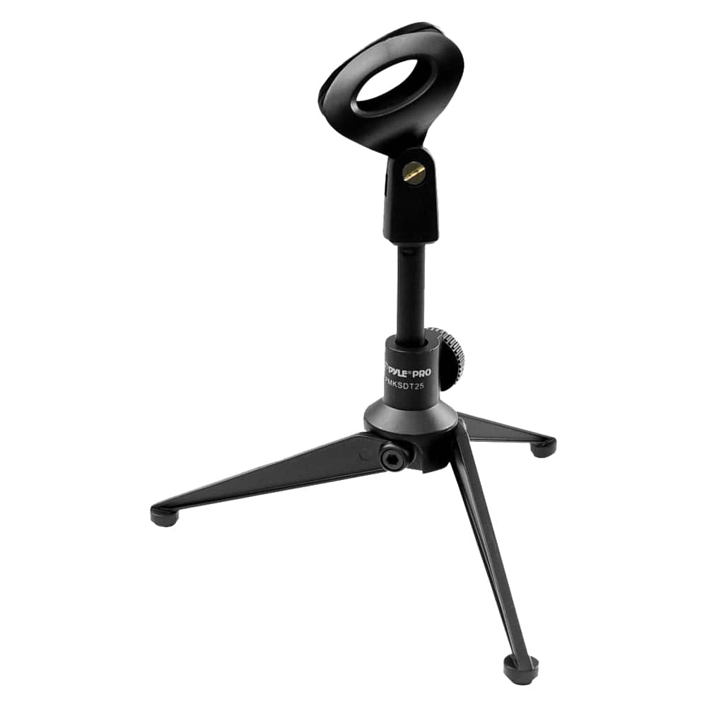 Front. PYLE - Adjustable Desktop Tripod Microphone Stand.