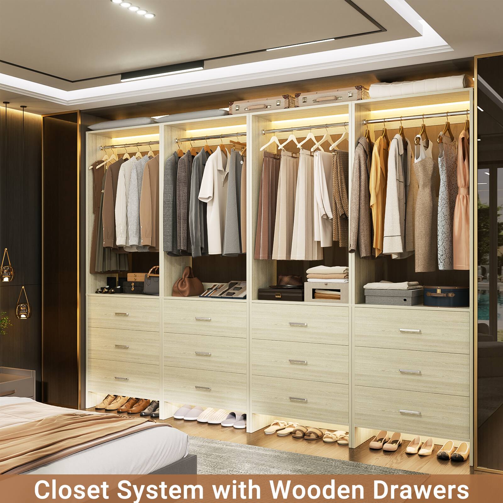 Closet System with Wooden Drawers