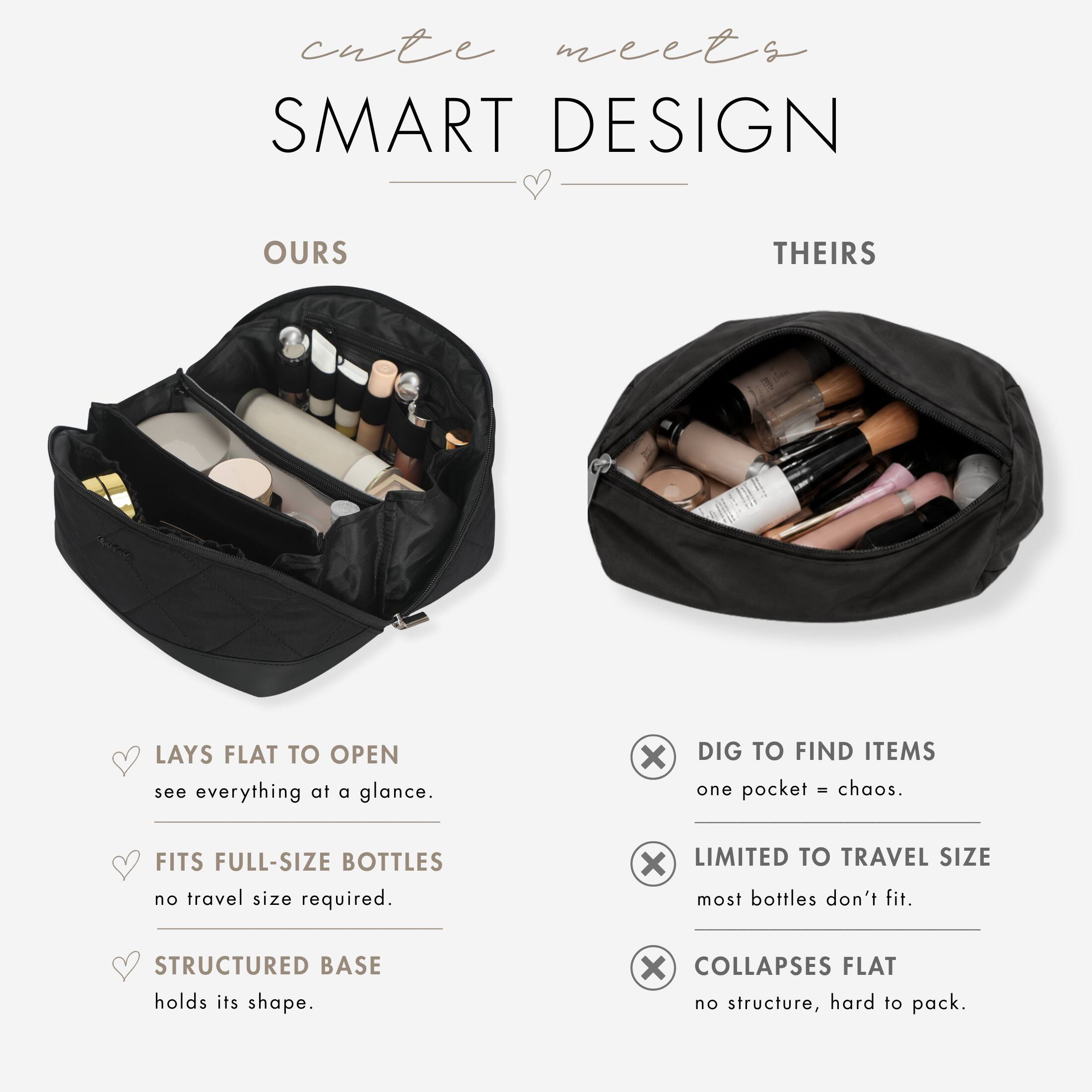 Hynes Eagle Quilted Makeup Bag Organizer – Structured Base Black - Best Buy