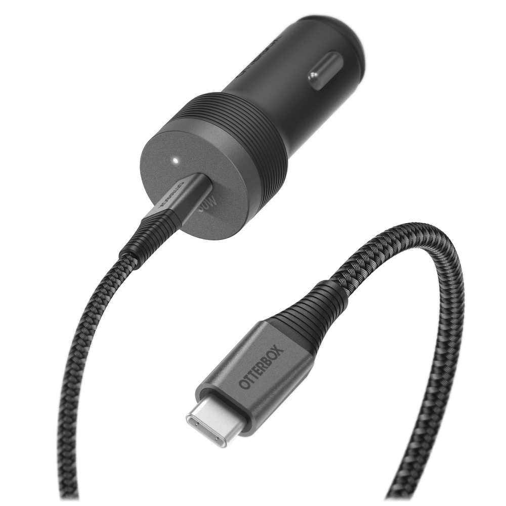 OtterBox - Premium Pro USB-C to USB-C Car Charging Kit 30W - Black