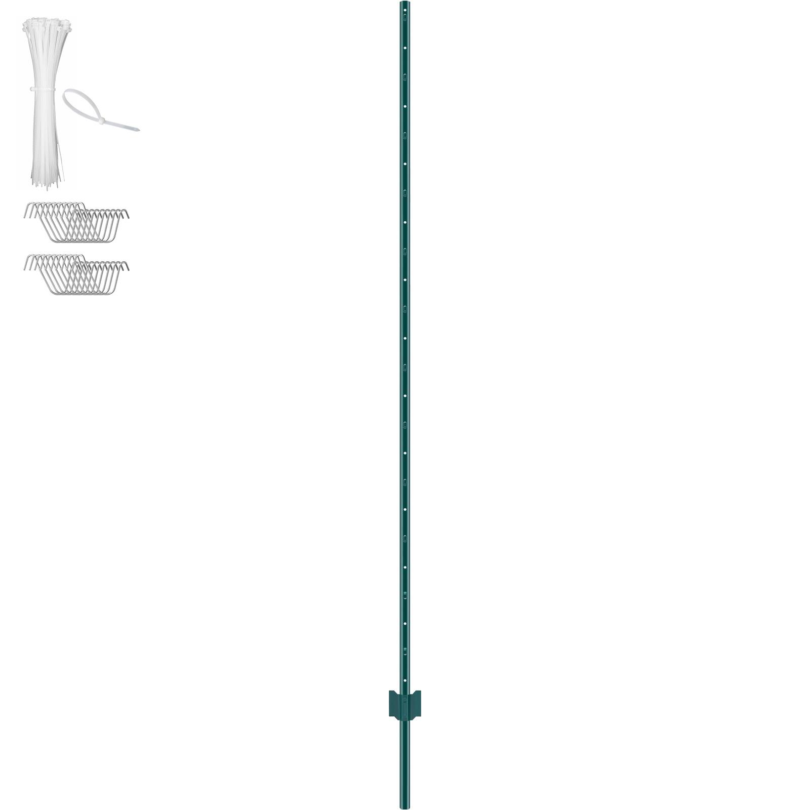 Alt View 5. VEVOR - 7 Feet Fence Post, 10 Pack U-Channel Heavy Duty Metal Fence Posts, Sturdy Steel Fence Stakes for Garden Yard, Lawn - Green.