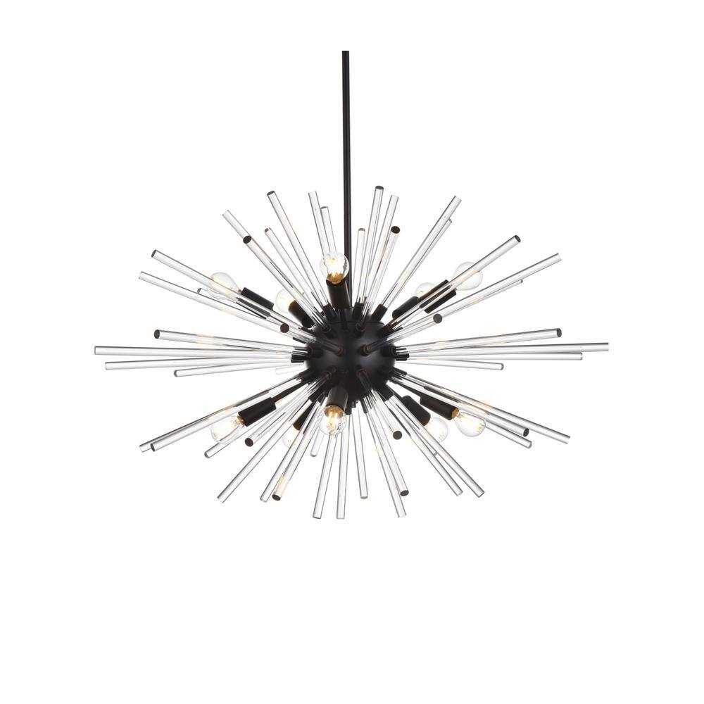 Alt View 5. Elegant Lighting - Sienna 32 inch crystal rod pendant in black - Black.