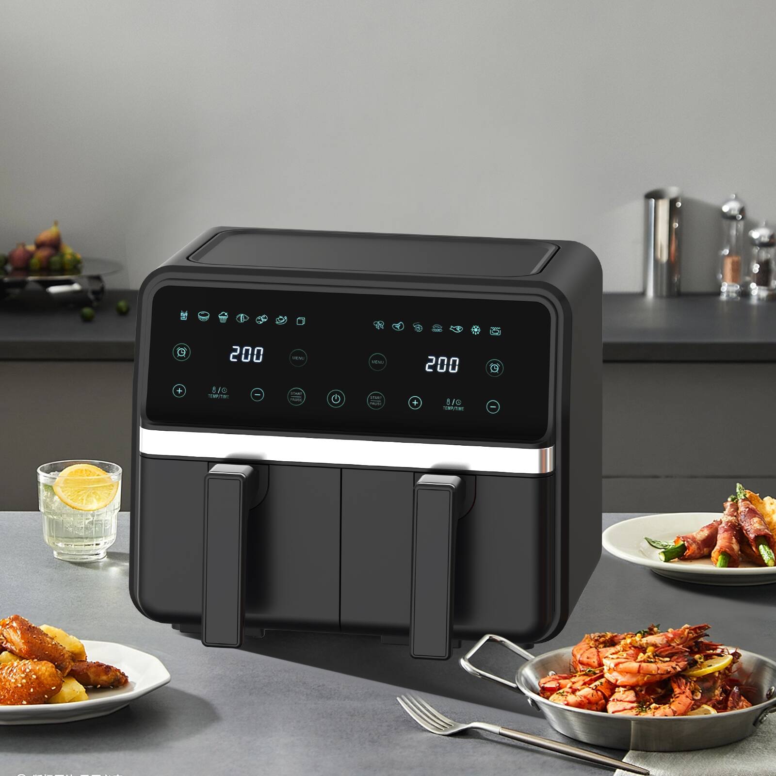 Teendow Dual Basket Air Fryer, 9 Quart Large Capacity Air Fryer