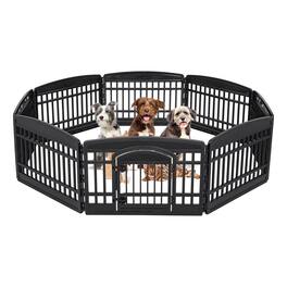 IRIS USA - IRIS 4-10 Panel 24/34"H Folding Exercise Enclosure Plastic Pet Playpen with Door