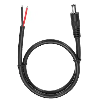 Front. Unique Bargains - DC Power Pigtails Cable, 5.5x2.5mm Male to Bare Wire, 50cm, for CCTV Camera, DVR, LED Strip - Black.