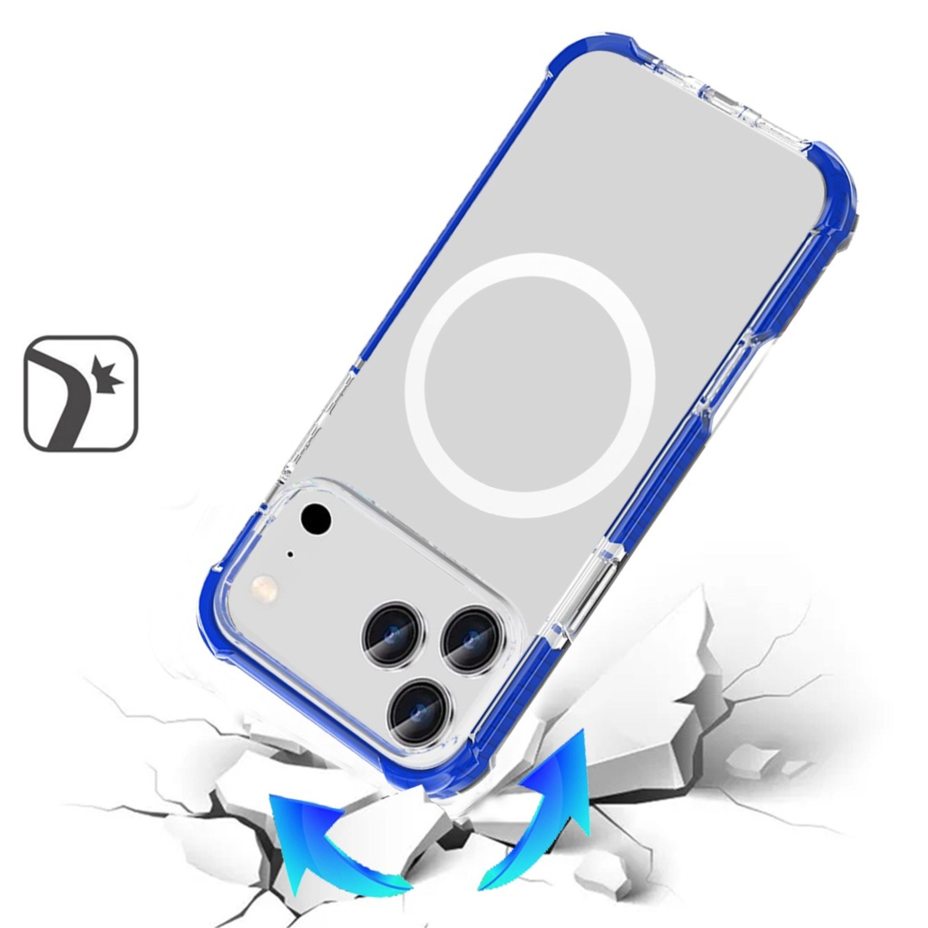 Left. Kitcheniva - Shockproof Magnetic Circle Acrylic Phone Case With Tempered Glass For iPhone 17 Pro Blue - Blue.