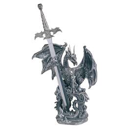 FC Design - 10"H Medieval Dragon Armor and Sword Guardian Figurine Statue Office Desk Tabletop Medieval Gaming Home Decor - Multi-Color