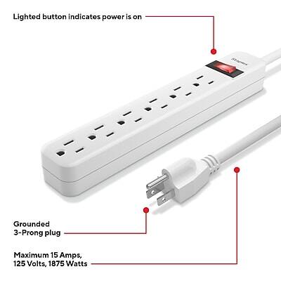 Lighted button indicates power is on  
Grounded 3-Prong plug  
Maximum 15 Amps, 125 Volts, 1875 Watts