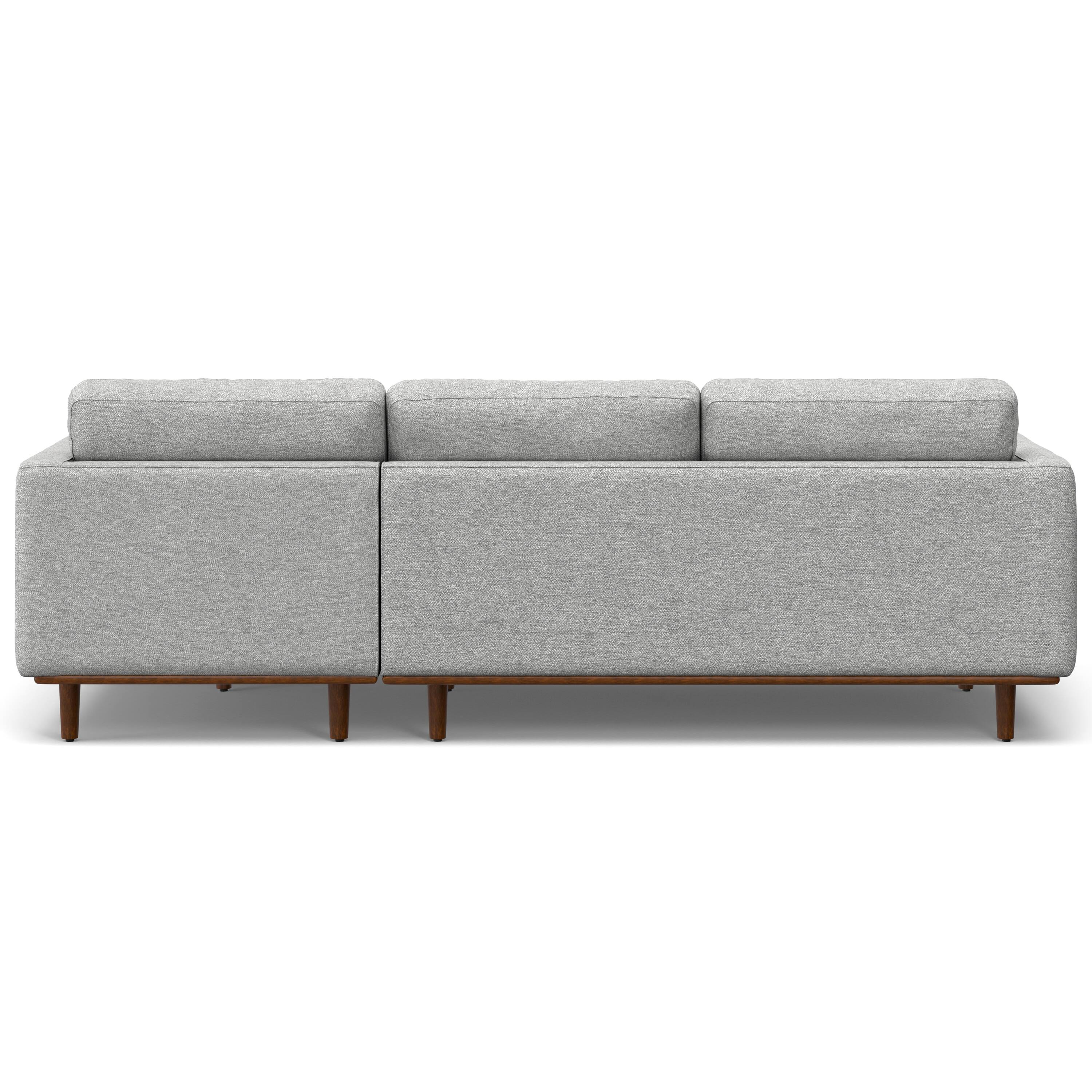 Alt View 2. Simpli Home - Morrison Mid Century Right Sectional 102 inch Wide Sofa Sectional in Mist Grey Tightly Woven Performance Fabric - Mist Grey.