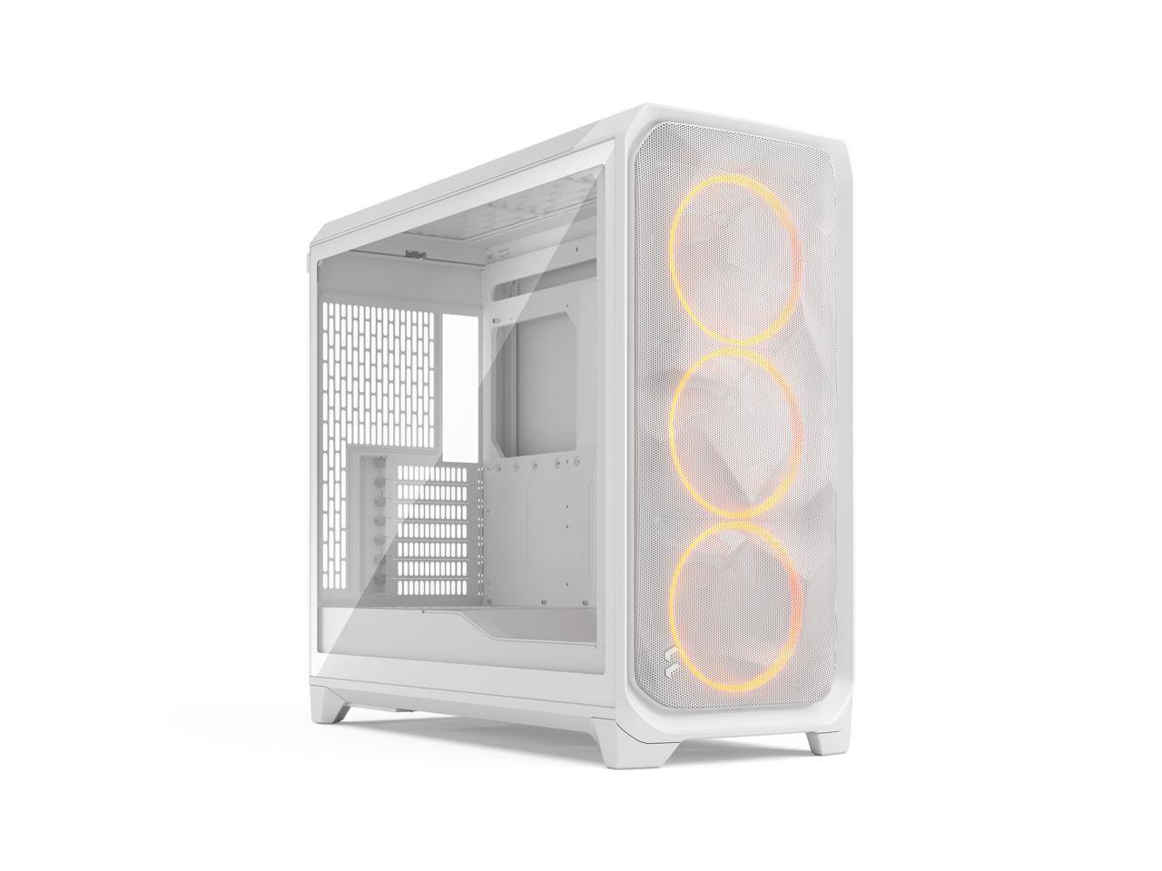 Alt View 1. Fractal Design - Fractal Design Meshify 3 XL RGB E-ATX Full Tower PC Case -  White Chassis with Clear TG Side Panel - White.